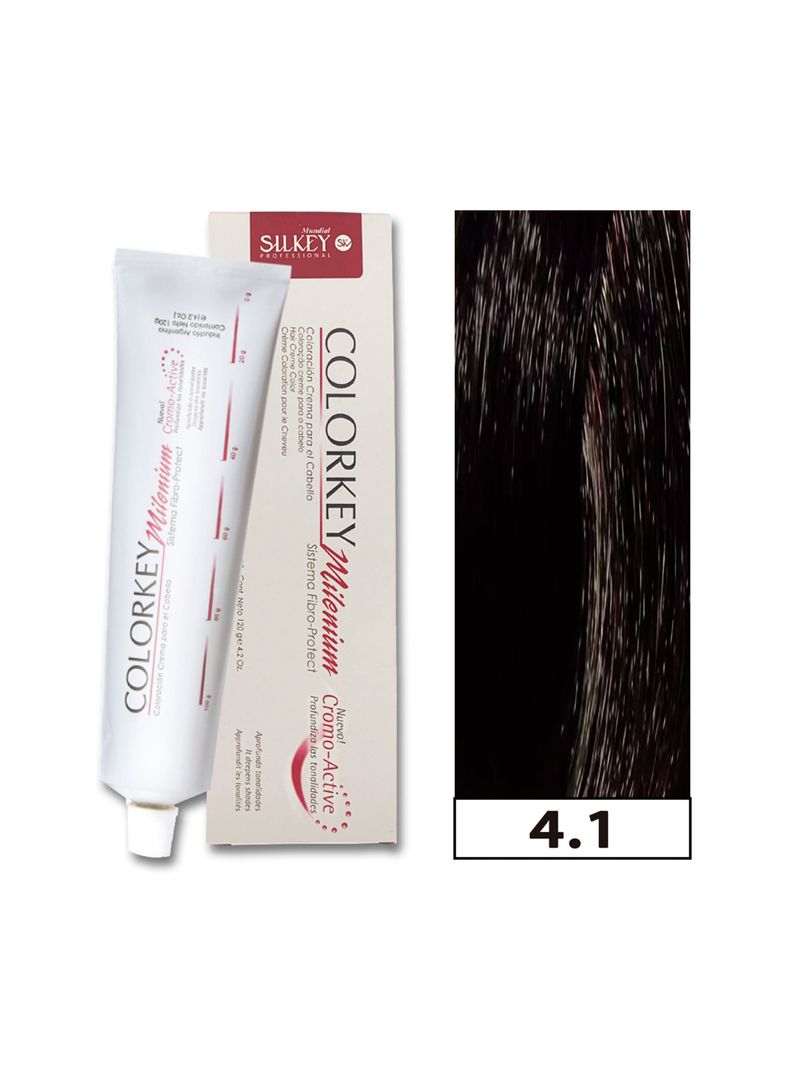 COLORKEY MILENIUM - Tintura Permanente en crema Silkey 120GR  - 4.1 Castaño Medio Natural-0