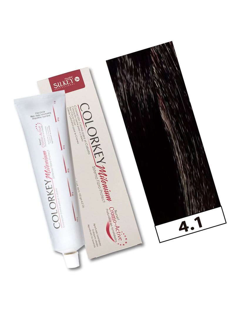 COLORKEY MILENIUM - Tintura Permanente en crema Silkey 120GR  - 4.1 Castaño Medio Natural-1