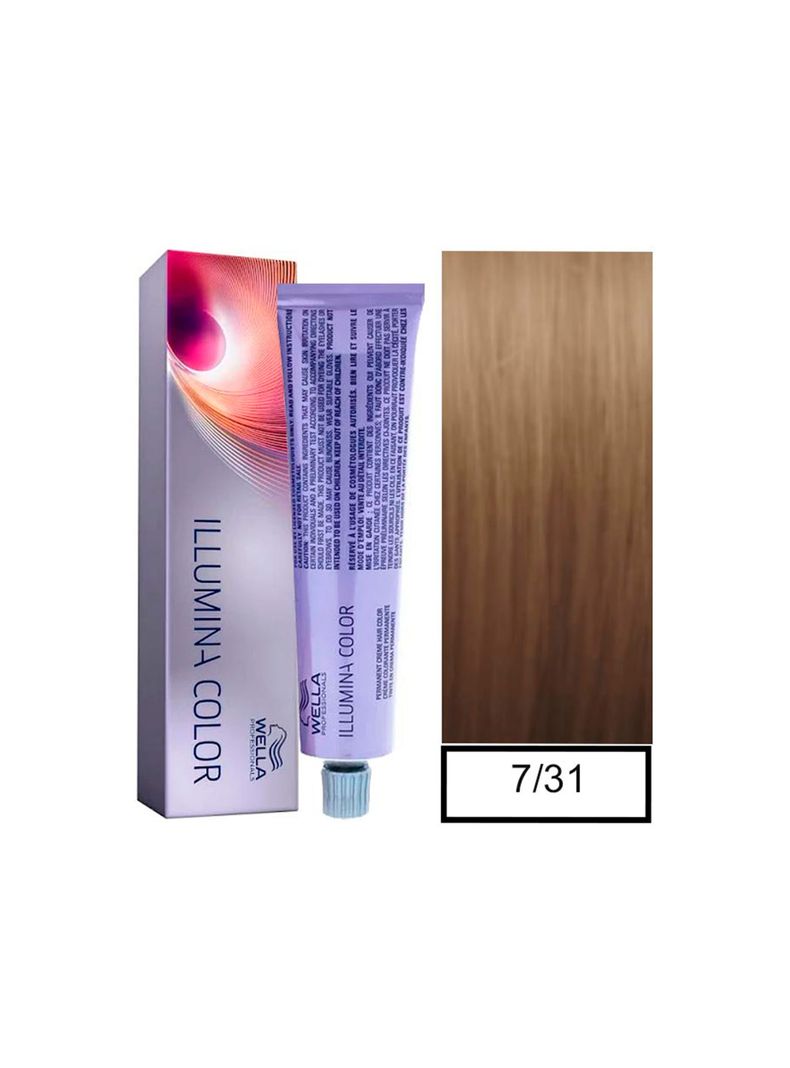 WELLA - Tintura permanente illumina color 7/31 Rubio Medio Dorado Ceniza 60 ml + Oxidante-0