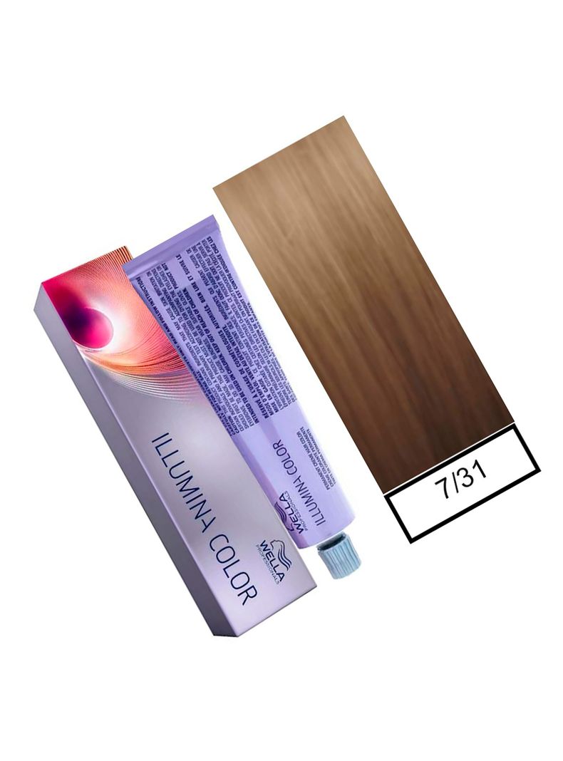 WELLA - Tintura permanente illumina color 7/31 Rubio Medio Dorado Ceniza 60 ml + Oxidante-1