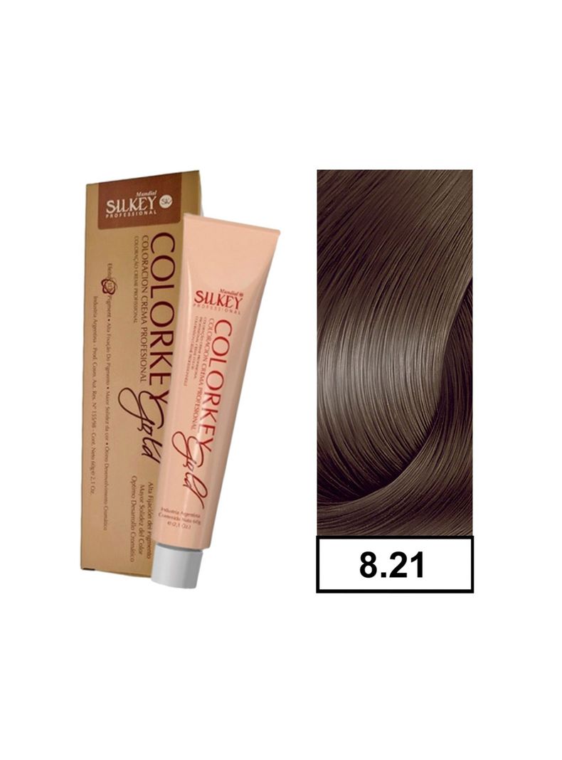 COLORKEY GOLD - Tintura Permanente Efecto 3D Pigment 60gr  - 8.21 Rubio Claro Nacarado Ceniza-0