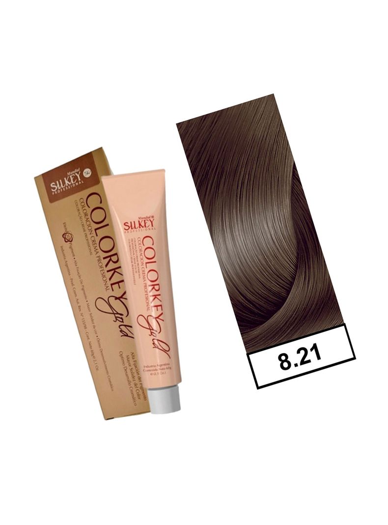 COLORKEY GOLD - Tintura Permanente Efecto 3D Pigment 60gr  - 8.21 Rubio Claro Nacarado Ceniza-1