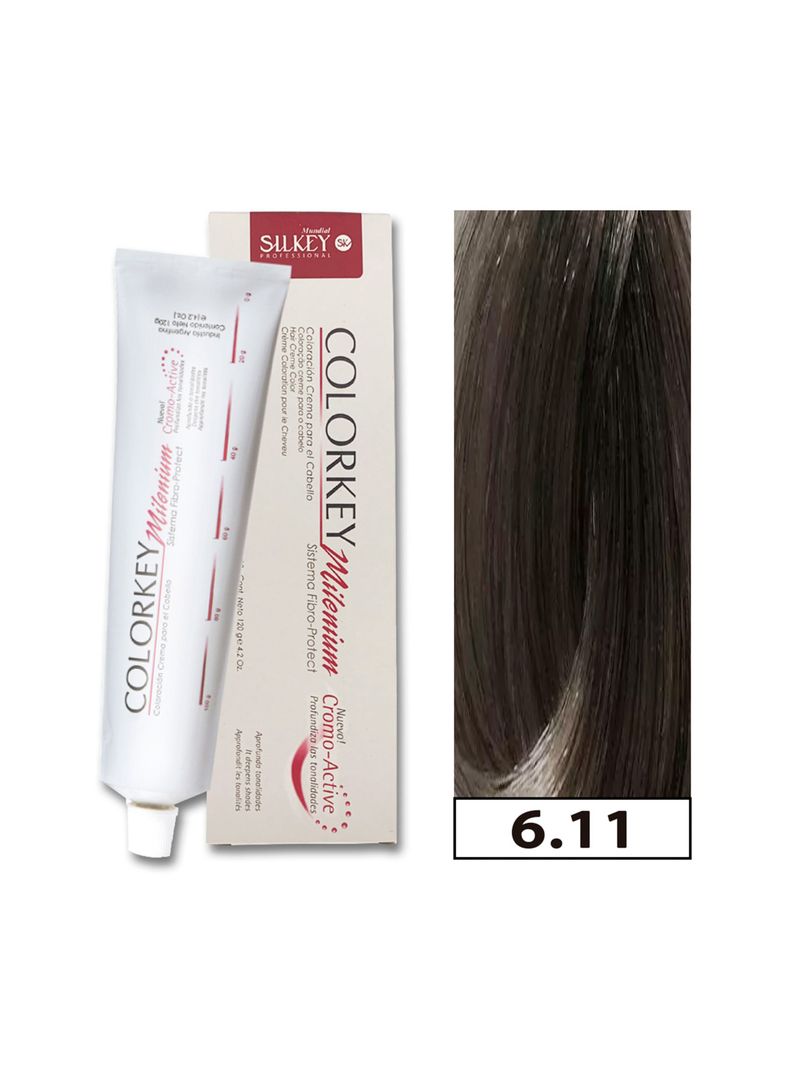 COLORKEY MILENIUM - Tintura Permanente en crema Silkey 120GR  - 6.11 Rubio Oscuro Ceniza Profundo-0