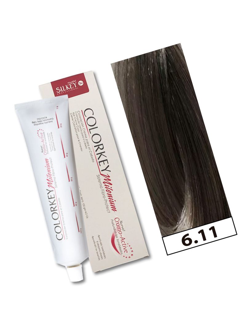 COLORKEY MILENIUM - Tintura Permanente en crema Silkey 120GR  - 6.11 Rubio Oscuro Ceniza Profundo-1