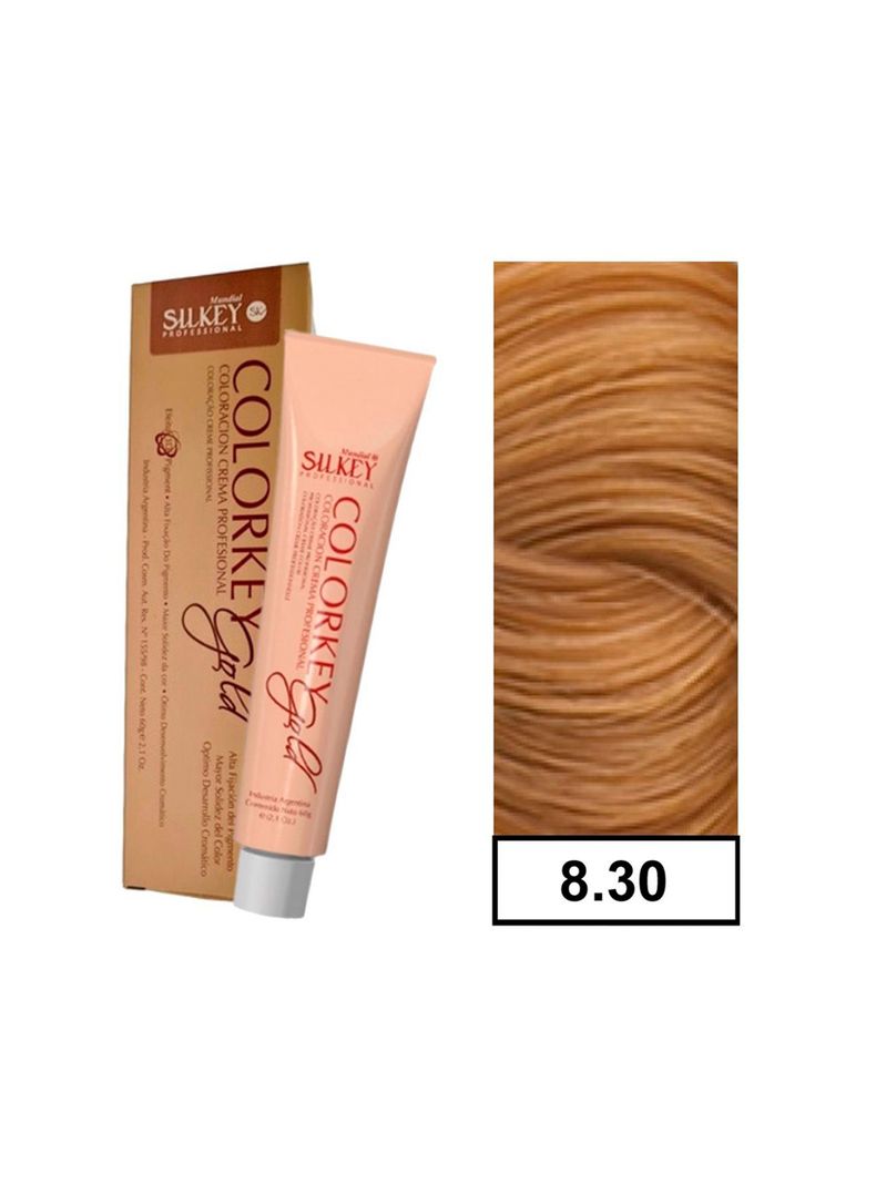 COLORKEY GOLD - Tintura Permanente Efecto 3D Pigment 60gr  - 8.30 Rubio Claro Dorado Intenso-0