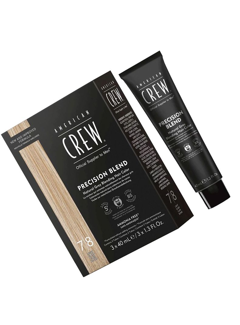 AMERICAN CREW - Tintura Sin Amoniaco 100% Cobertura Canas Barba y cabello 3 Tubos de 40ml c/u No incluye Oxidante - 7-8 Rubio Claro-1