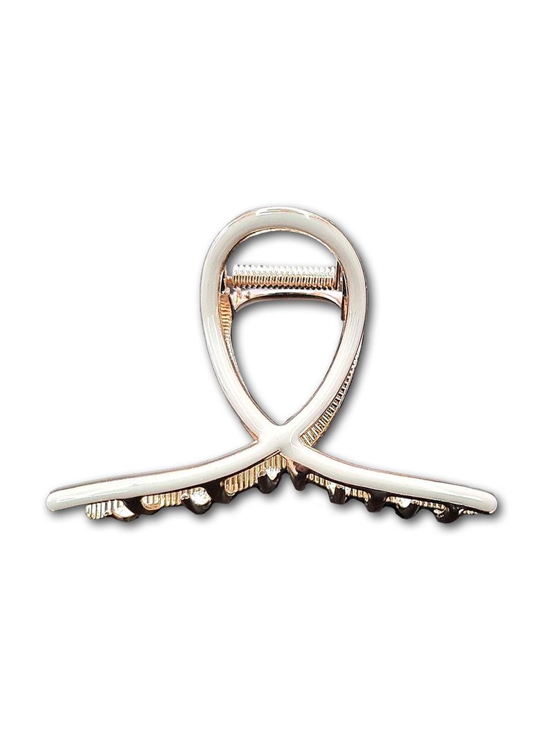 Traba Metalica Garra Grande Para Cabello Resina Blanco Hueso