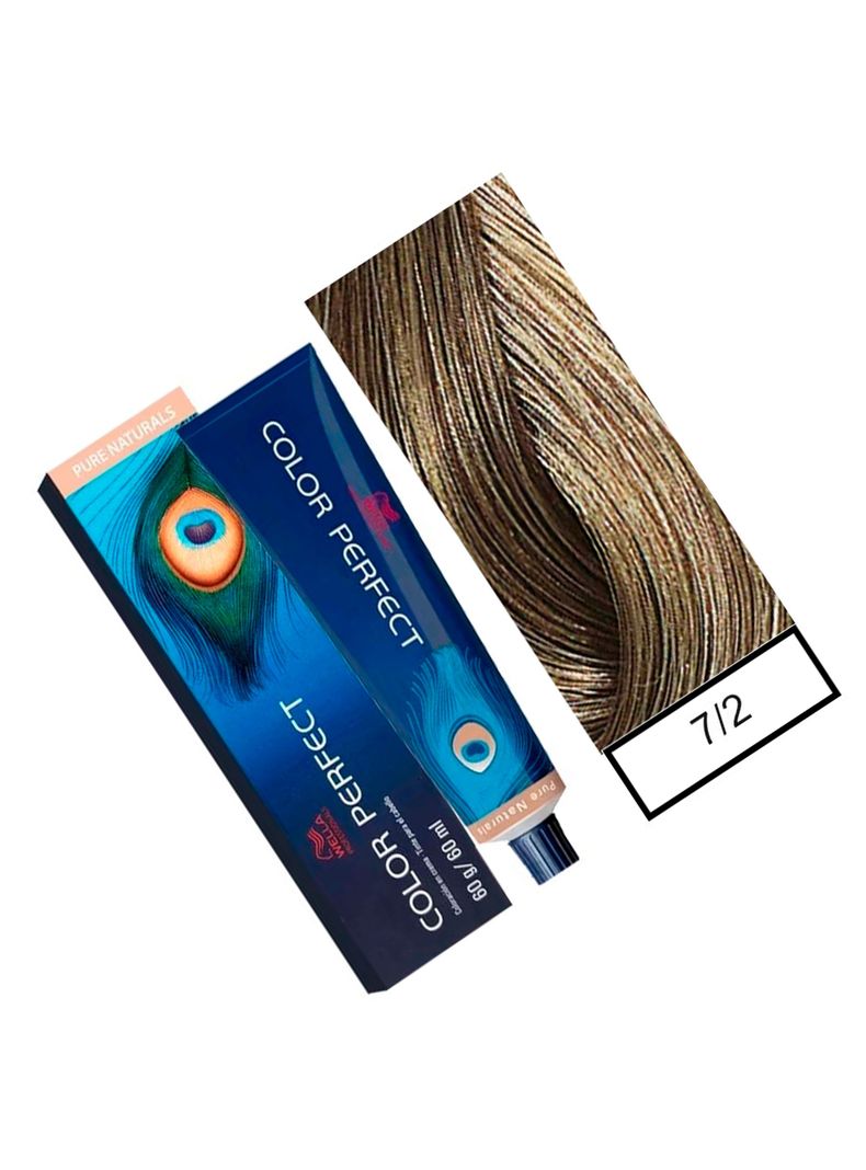 WELLA-tintura permanente color perfect 7/2 rubio mediano mate 60gr + oxidante 20vol 60ml-1