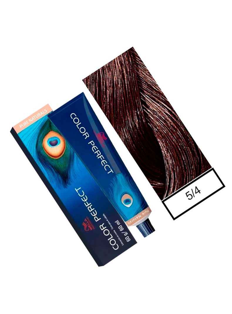WELLA-tintura permanente color perfect 5/4 castaño claro rojo 60gr + oxidante 20vol 60ml-1