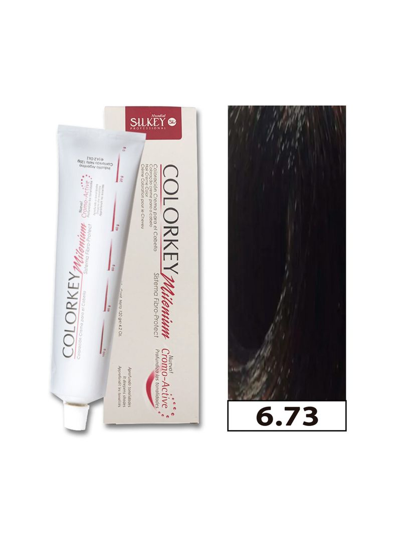 COLORKEY MILENIUM - Tintura Permanente en crema Silkey 120GR  - 6.73 Rubio Oscuro Marrón Dorado-0