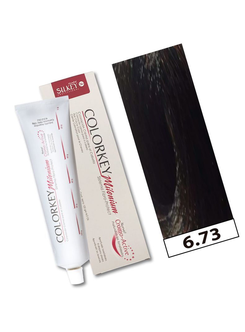 COLORKEY MILENIUM - Tintura Permanente en crema Silkey 120GR  - 6.73 Rubio Oscuro Marrón Dorado-1