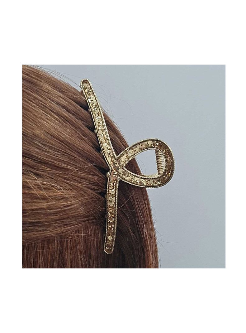 Traba Brillos Garra Tiburon De Cabello Infinity Dorado