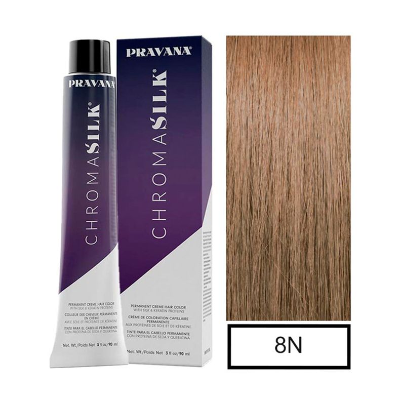 PRAVANA - Tintura Permanente Chromasilk Rubio Claro Natural 8N 90Ml + Oxidante-0