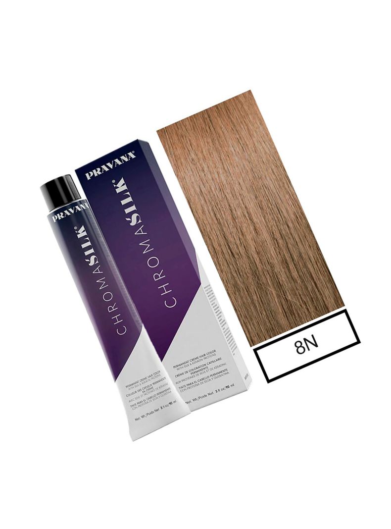 PRAVANA - Tintura Permanente Chromasilk Rubio Claro Natural 8N 90Ml + Oxidante-1
