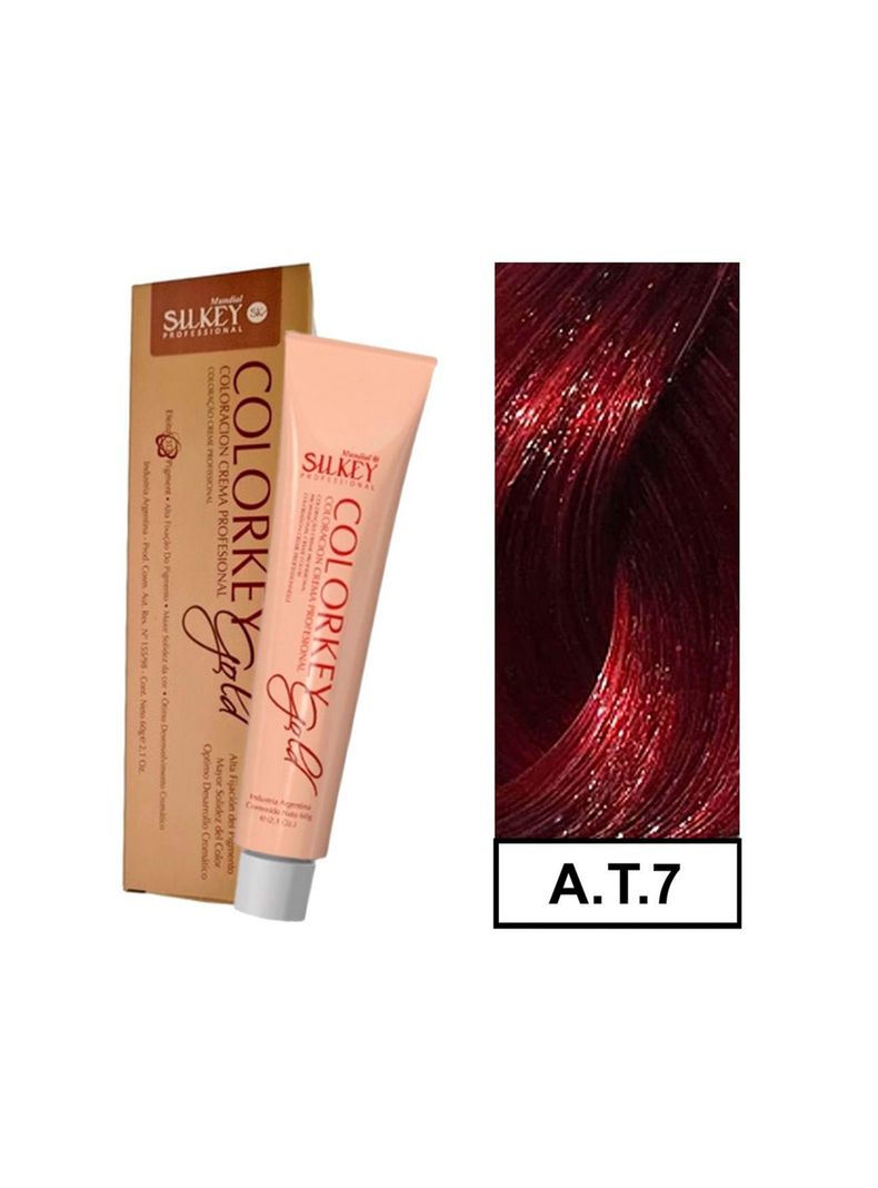 COLORKEY GOLD - Tintura Permanente Efecto 3D Pigment 60gr  - AT.7 Rubio Mediano Rojizo Extra Red-0