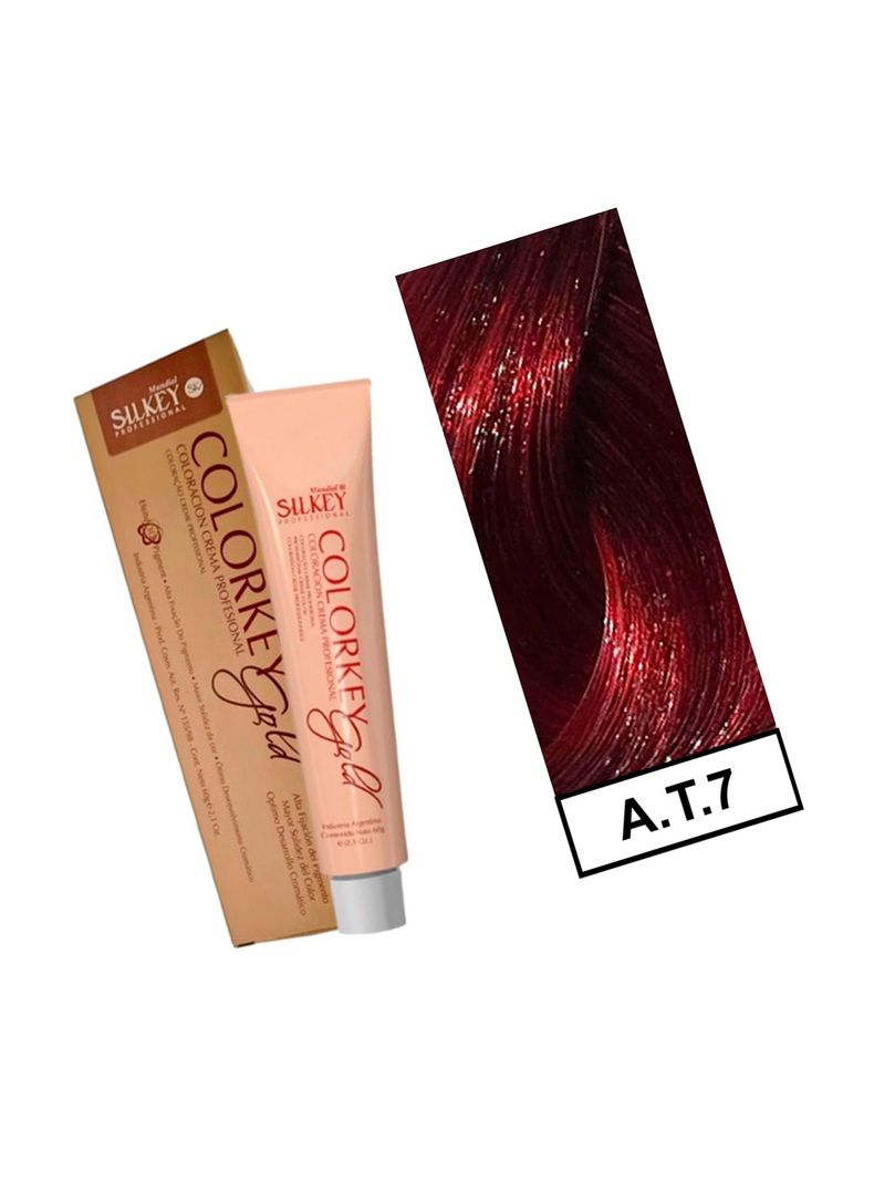 COLORKEY GOLD - Tintura Permanente Efecto 3D Pigment 60gr  - AT.7 Rubio Mediano Rojizo Extra Red-1