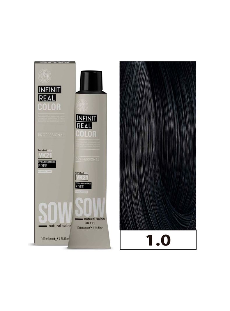 SOW - Tintura Permanente Bajo Amoniaco VK21 100ml + Oxidante - 1.0 NEGRO-0
