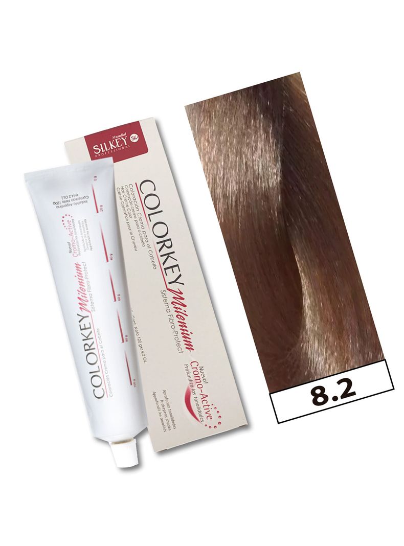 COLORKEY MILENIUM - Tintura Permanente en crema Silkey 120GR  - 8.2 Rubio Claro Nacarado-1
