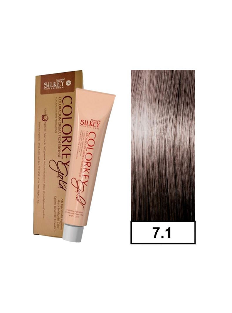 COLORKEY GOLD - Tintura Permanente Efecto 3D Pigment 60gr  - 7.1 Rubio Mediano Ceniza-0