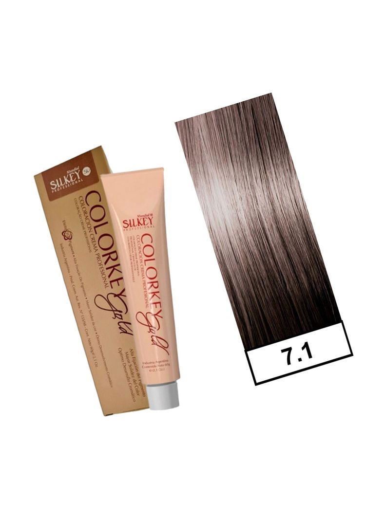 COLORKEY GOLD - Tintura Permanente Efecto 3D Pigment 60gr  - 7.1 Rubio Mediano Ceniza-1