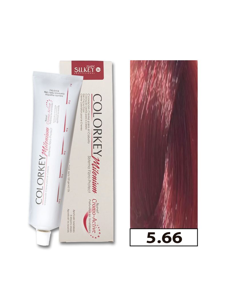 COLORKEY MILENIUM - Tintura Permanente en crema Silkey 120GR  - 5.66 Castaño Claro Rojizo Profundo-0