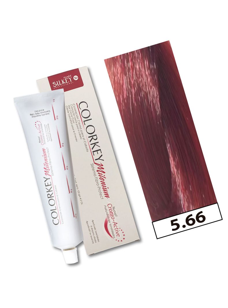 COLORKEY MILENIUM - Tintura Permanente en crema Silkey 120GR  - 5.66 Castaño Claro Rojizo Profundo-1