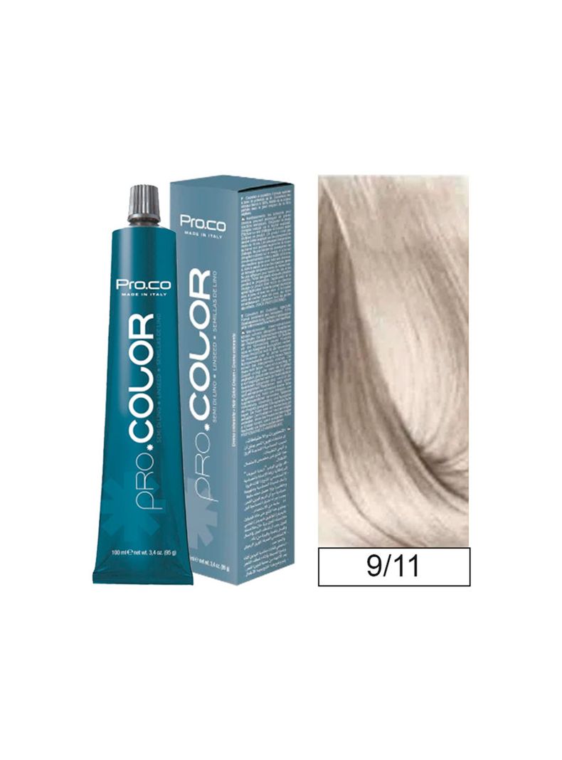 Tintura Permanente Pro.color BBcos  9/11 Rubio Clarisio Ceniza Intenso 100ml-0