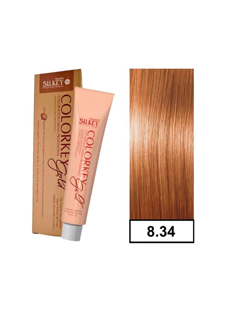 COLORKEY GOLD - Tintura Permanente Efecto 3D Pigment 60gr  - 8.34 Rubio Claro Dorado Cobrizo-0