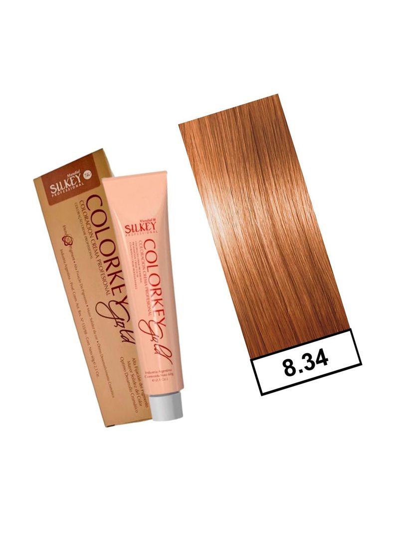 COLORKEY GOLD - Tintura Permanente Efecto 3D Pigment 60gr  - 8.34 Rubio Claro Dorado Cobrizo-1