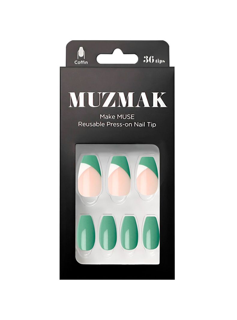 MUZMAK - Uñas Press On Creamy Basil Coffin 36 U.-0