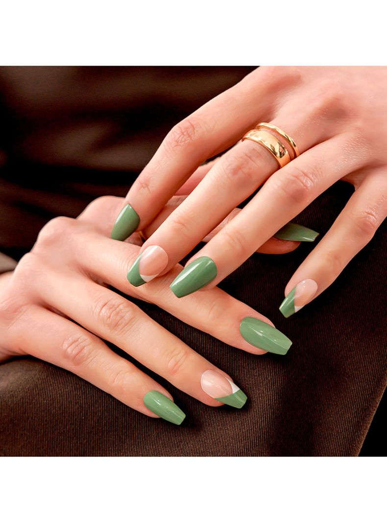MUZMAK - Uñas Press On Creamy Basil Coffin 36 U.-2