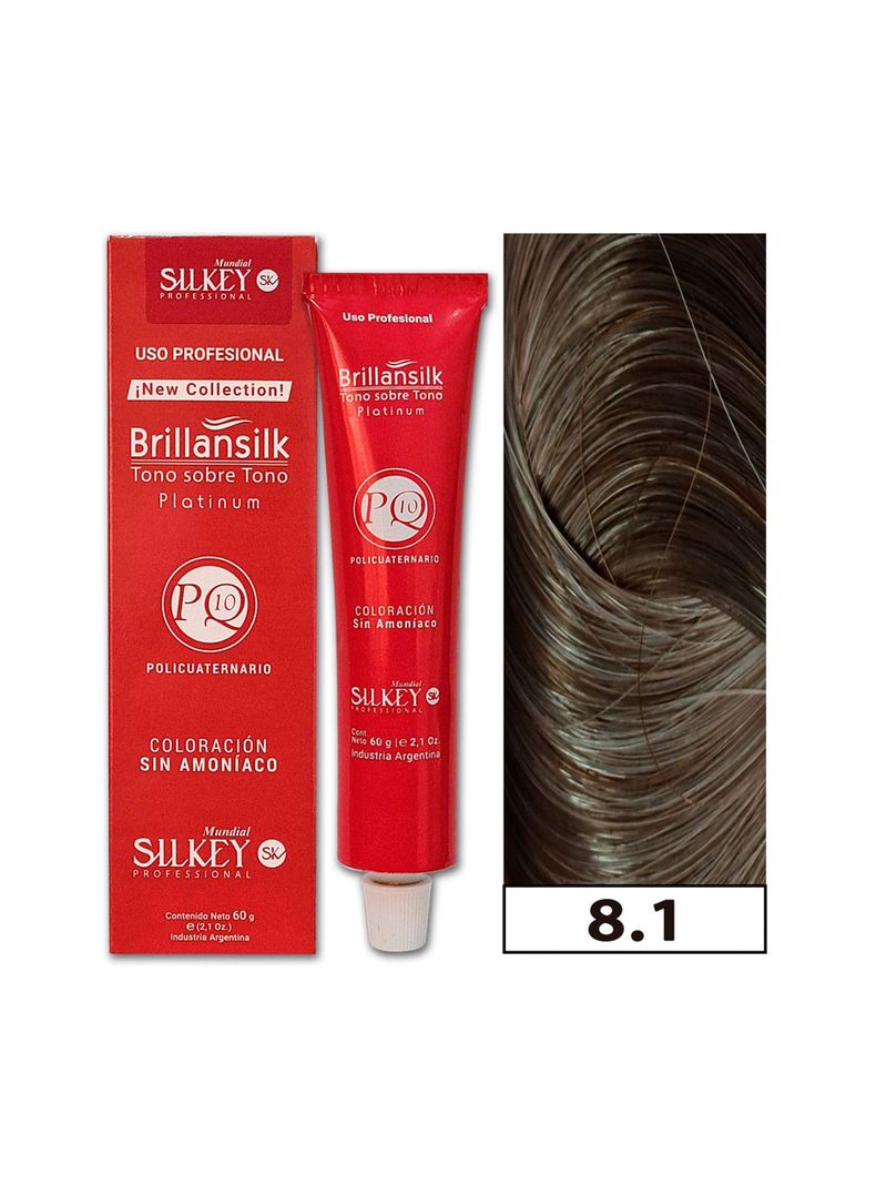 BRILLANSILK - Tintura Tono - Tono Sin Amoníaco Silkey 60g  - 8.1 Rubio Claro Ceniza-0