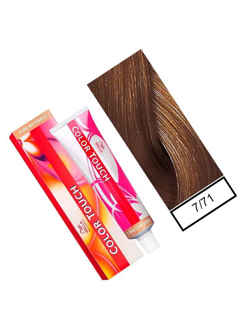WELLA-tintura semipermanente color touch 7/71 rubio mediano marrón ceniza 60gr + Peróxido en crema de 1,9%-1