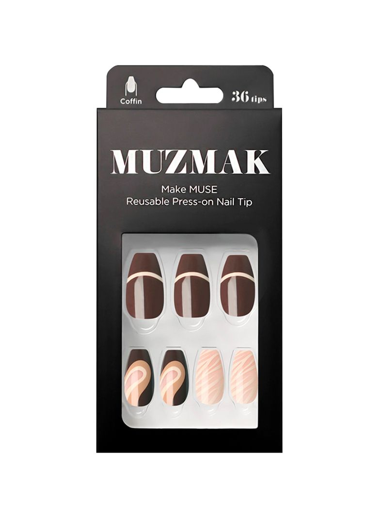MUZMAK - Uñas Press On Cafe Mocha  Coffin 36 U.-0