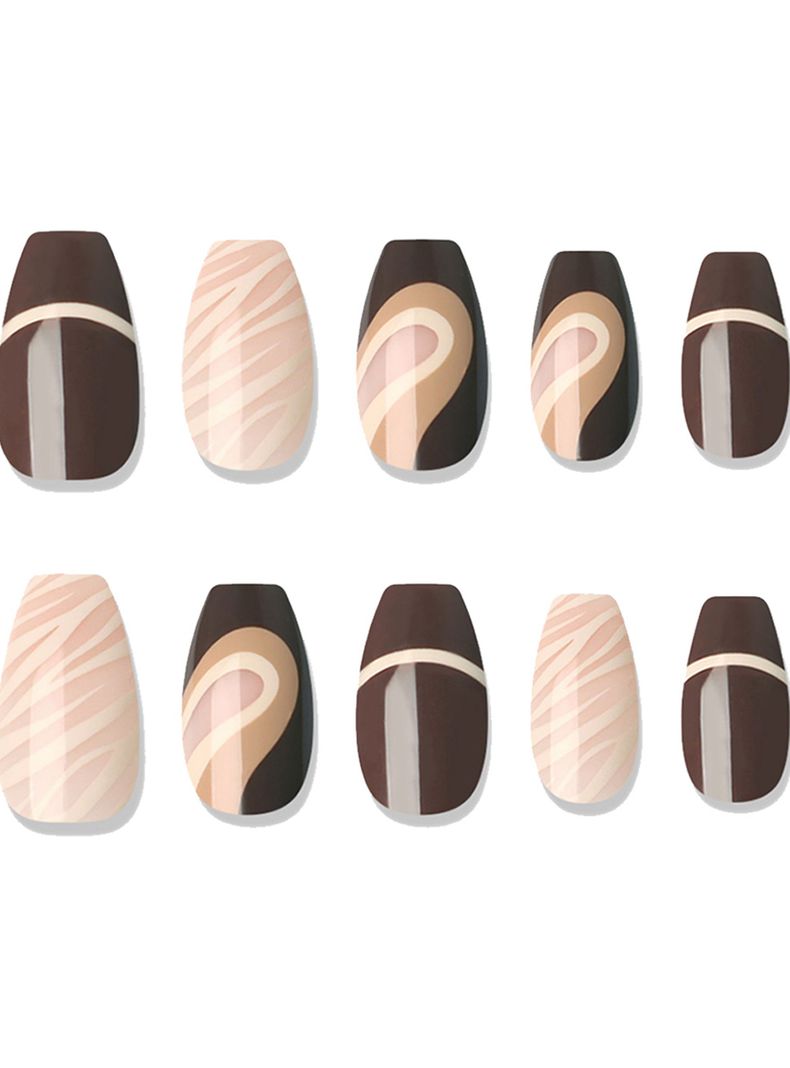 MUZMAK - Uñas Press On Cafe Mocha  Coffin 36 U.-1