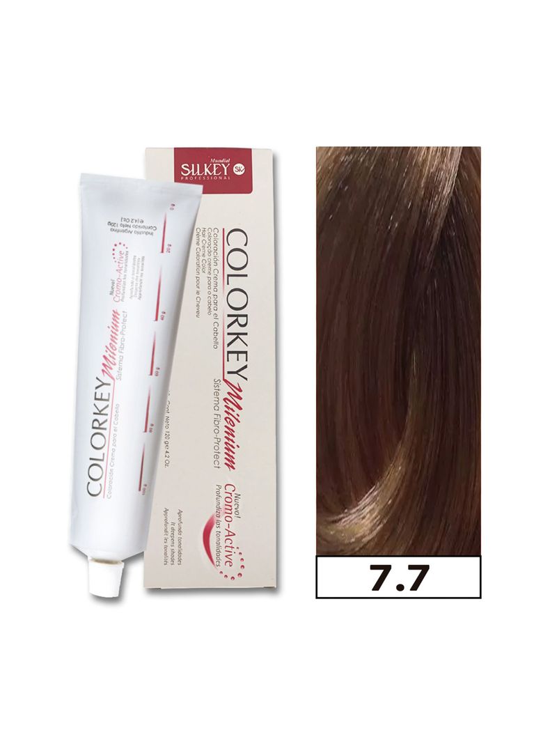 COLORKEY MILENIUM - Tintura Permanente en crema Silkey 120GR  - 7.7 Rubio Mediano Marrón-0
