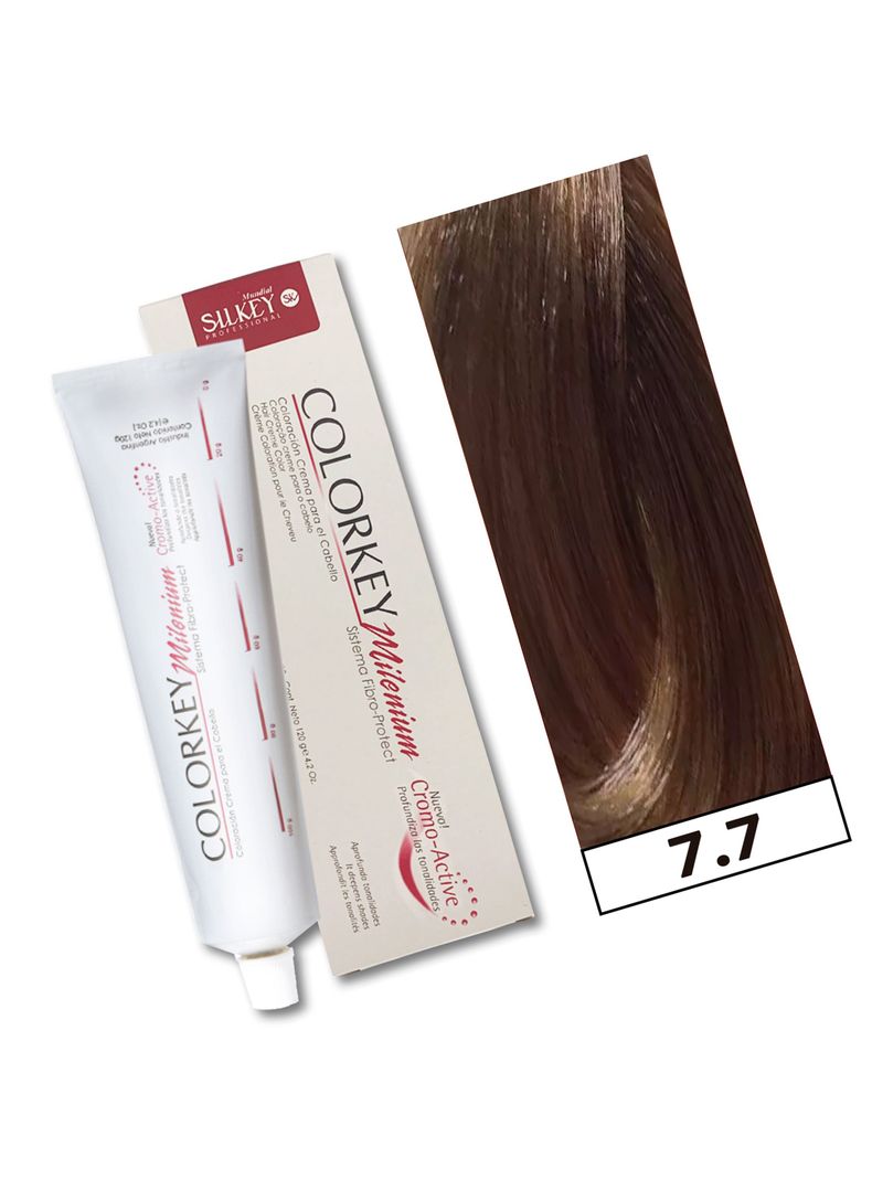 COLORKEY MILENIUM - Tintura Permanente en crema Silkey 120GR  - 7.7 Rubio Mediano Marrón-1