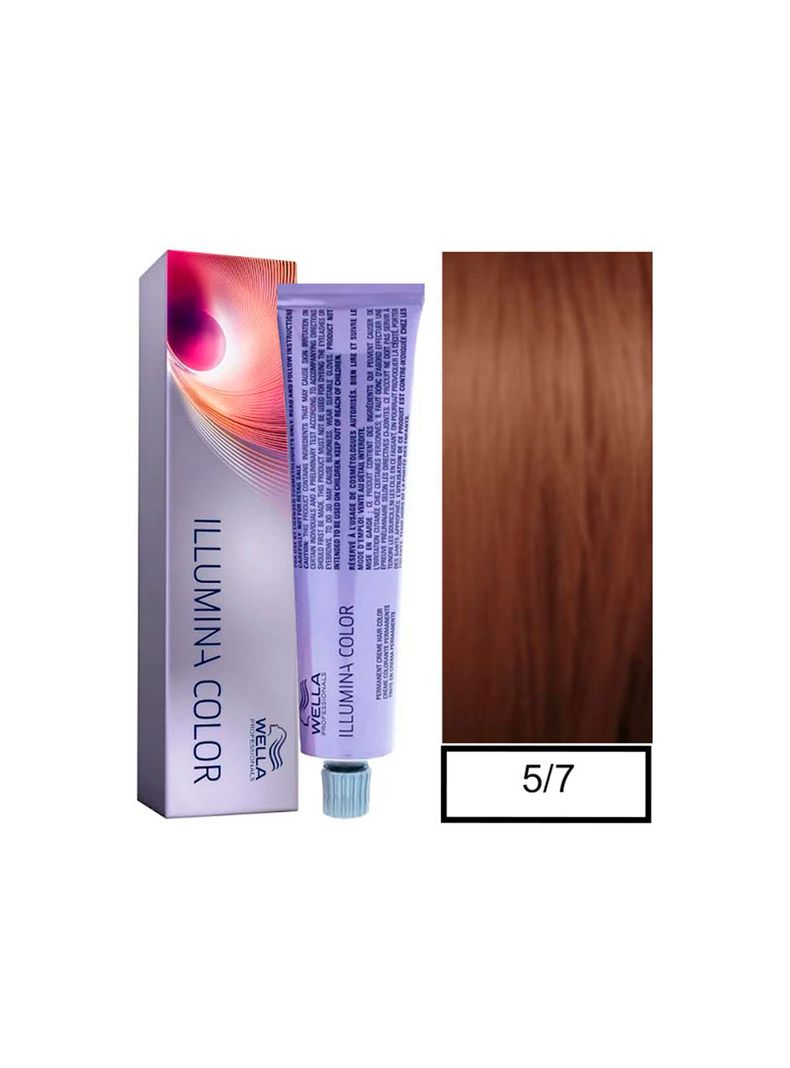 WELLA - Tintura permanente illumina color 5/7 Castaño Claro Marrón 60 ml + Oxidante-0