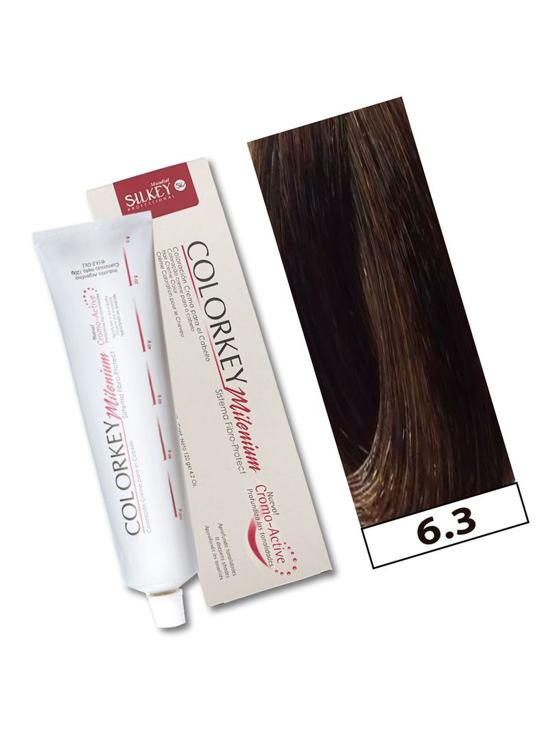 COLORKEY MILENIUM - Tintura Permanente en crema Silkey 120GR  - 6.3 Rubio Oscuro Dorado-1