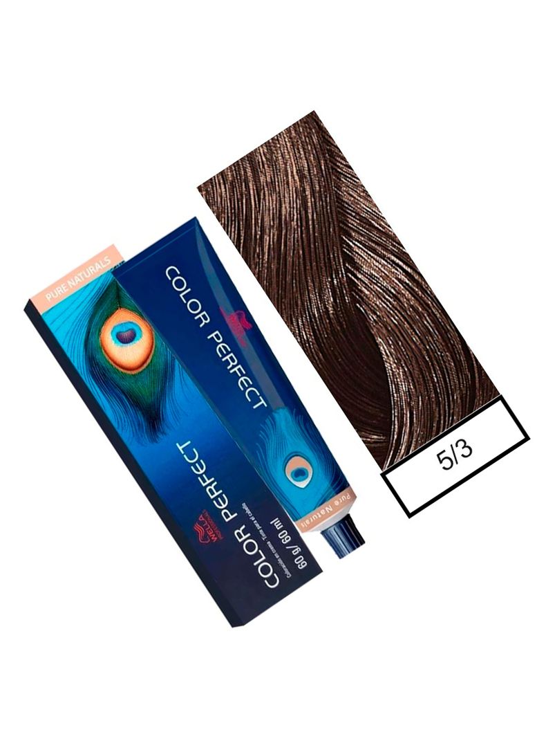 WELLA-tintura permanente color perfect 5/3 castaño claro dorado 60gr + oxidante 20vol 60ml-1