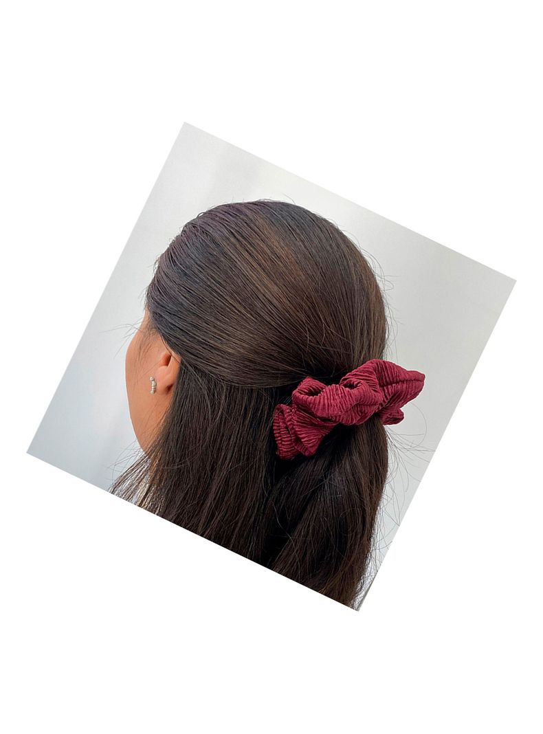 Coleta Para Cabello Mediana Color Vino-1