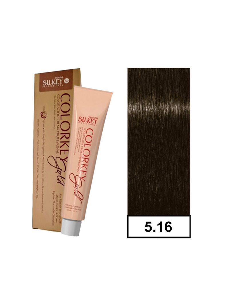COLORKEY GOLD - Tintura Permanente Efecto 3D Pigment 60gr  - 5.16 Castaño Claro Ceniza Rojizo-0