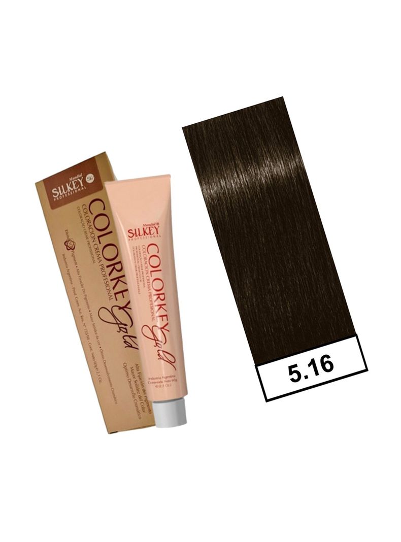 COLORKEY GOLD - Tintura Permanente Efecto 3D Pigment 60gr  - 5.16 Castaño Claro Ceniza Rojizo-1