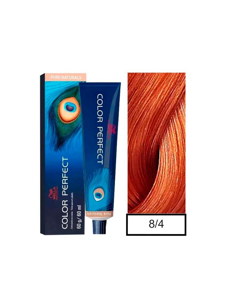 WELLA-tintura permanente color perfect 8/4 rubio claro rojo 60gr + oxidante 20vol 60ml-0