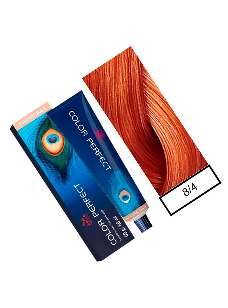 WELLA-tintura permanente color perfect 8/4 rubio claro rojo 60gr + oxidante 20vol 60ml-1