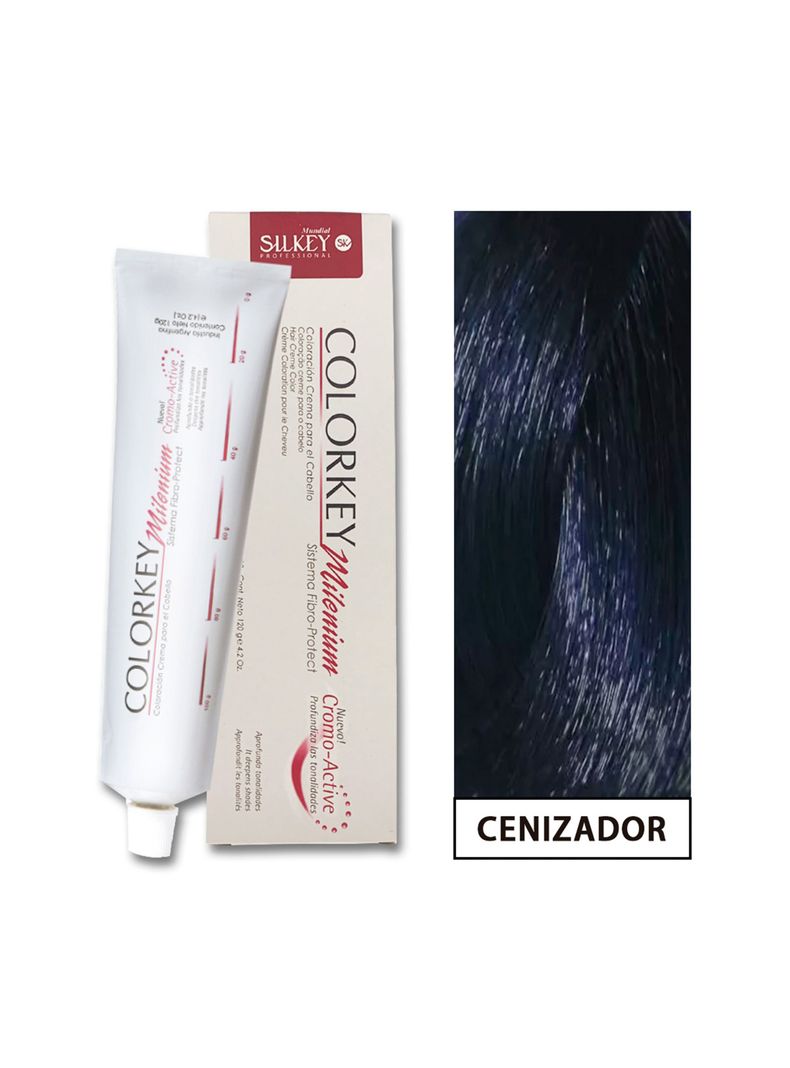 COLORKEY MILENIUM - Tintura Permanente en crema Silkey 120GR  - Azul Grisaceo-0