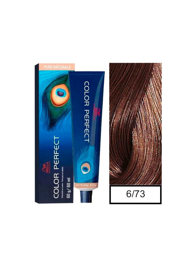 WELLA-tintura permanente color perfect 6/73 rubio oscuro marrón dorado 60gr + oxidante 20vol 60ml-0