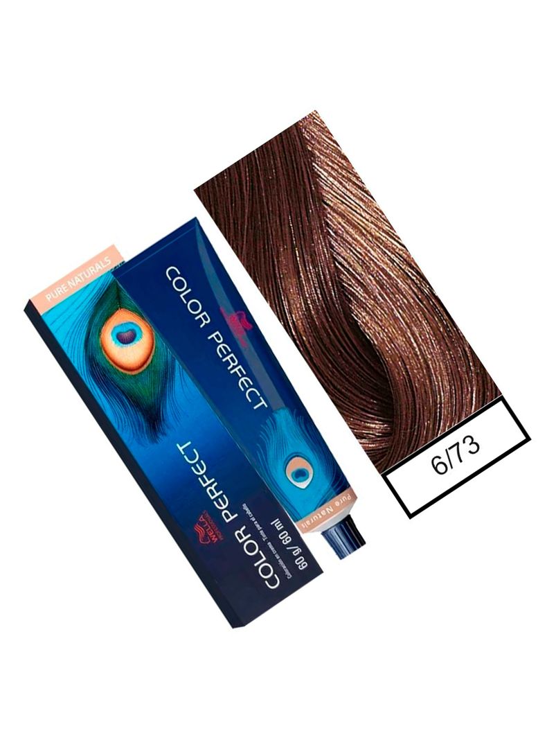 WELLA-tintura permanente color perfect 6/73 rubio oscuro marrón dorado 60gr + oxidante 20vol 60ml-1