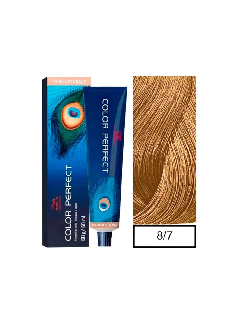 WELLA-tintura permanente color perfect 8/7 rubio claro marrón 60gr + oxidante 20vol 60ml-0