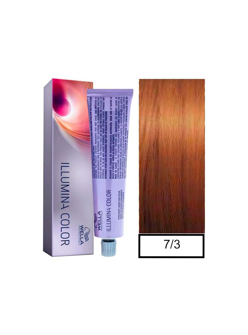 WELLA - Tintura permanente illumina color 7/3 Rubio Medio Dorado 60 ml + Oxidante-0